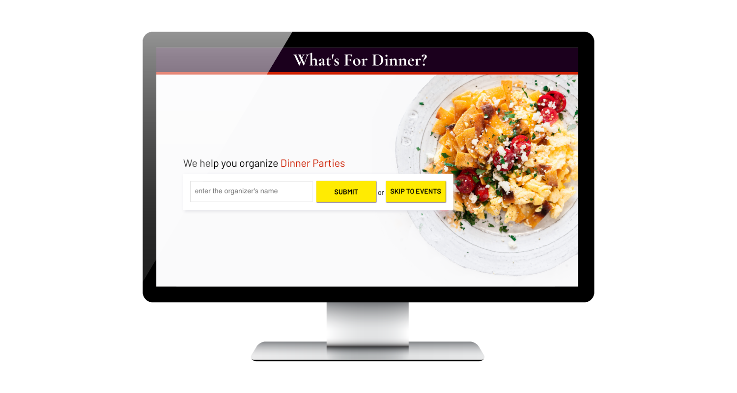 A computer displaying the 'What's For Dinner?' website home page.